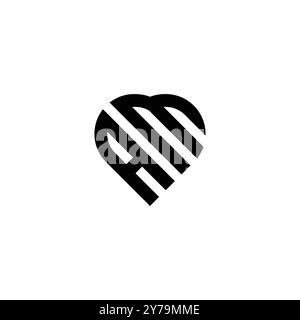 Heart Shape Vector Logo Design for Initial Letter AM Stock Vector