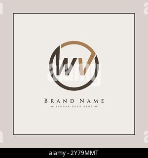 WV Vector Logo Template - Simple Icon for Initial Letter W and V Monogram Stock Vector