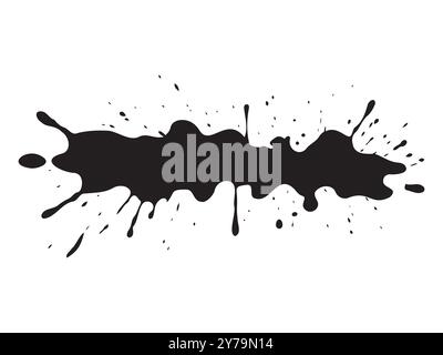 Black ink splatter isolated on a white background. Concept of abstract art, paint splash, creative design, grunge element. Stock Vector