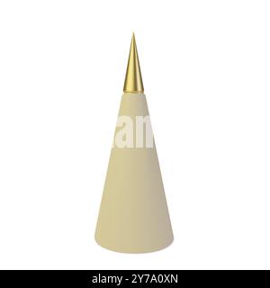 Metallic golden 3D Christmas tree. Realistic abstract background with 3d. Cone Shape with Minimalist Design for Modern Decoration, invitation with Stock Vector