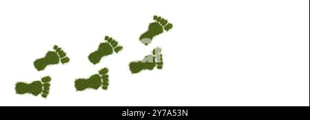 3d render of an ecological footprint, grassy footprint on a white background, 3d illustration  RECORD DATE NOT STATED Stock Photo