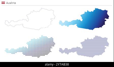 Austria - outline, gradient, dotted and lines geometrical country shape Stock Vector