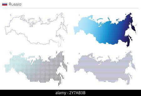 Russia - outline, gradient, dotted and lines geometrical country shape Stock Vector