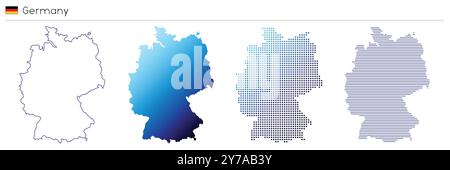 Germany - outline, gradient, dotted and lines geometrical country shape Stock Vector