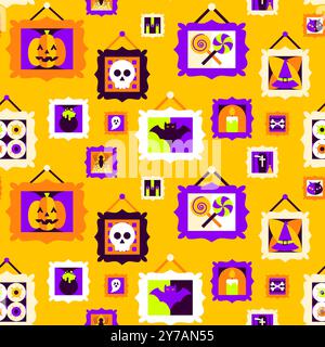 Halloween Paintings Seamless Pattern Stock Vector