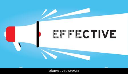 Color megaphone icon with word effective in white banner on blue background Stock Vector