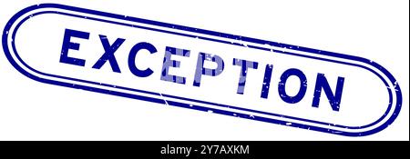 Grunge blue exception word rubber seal stamp on white background Stock Vector