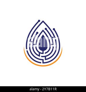 Technology water drop logo design. Water drop technology logo and digital water droplet icon vector design Stock Vector
