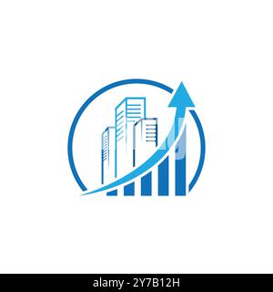 Modern real estate investment logo design Vector. Property investment growing commercial economic real estate logo Vector Stock Vector