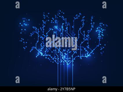 Big data connection technology background that is collecting and stores data on the cloud system and sends the file to the user, As a wallpaper image Stock Vector