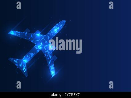 Air transport industry technology that uses airplanes as transportation vehicles connects with technology to indicate destinations and navigation, inc Stock Vector