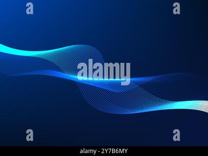 Abstract background technology. Layered flowing particle waves. Represents the overlapping of data being processed by cyber technology. Illustration, Stock Vector