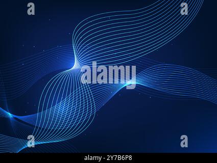 Abstract background technology , overlapping waves, data transmission to the file processing system, with high speed and multiple layers of data, illu Stock Vector