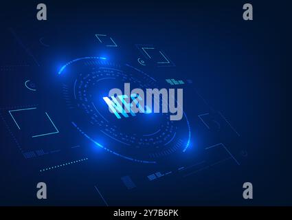 NFC technology, contactless payment using radio wave technology to make transactions, no need to carry a credit card, NFC inside the circle technology Stock Vector