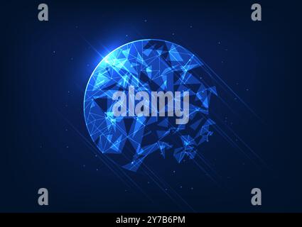 Abstract background technology. Geometric shapes. Circles inside are overlapping triangles connected. Illustration, vector, poster, wallpaper. Stock Vector