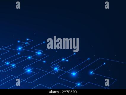 Abstract Background Technology. Interconnected Circuits. Data technology is transmitted to the network server that stores and processes system files. Stock Vector