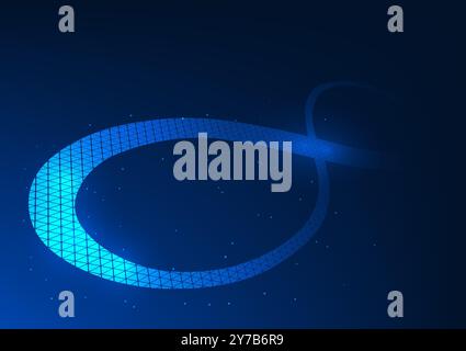Abstract background technology, infinity symbol inside geometric shapes with sparkles, represents the world economic development of infinite technolog Stock Vector