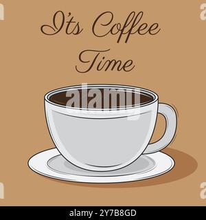 Illustration vector design of coffee time with a cup of coffee Stock Vector