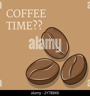 Illustration vector design of coffee time with coffee bean Stock Vector