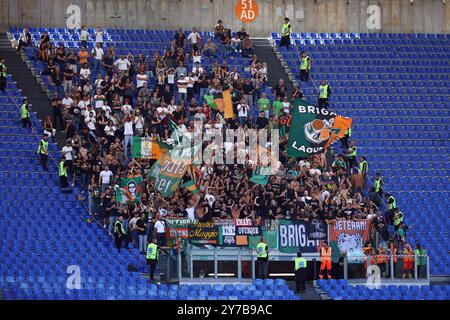 Rome, Italy. 29th Sep, 2024. Supporters of Venezia during the Italian championship Serie A football match between AS Roma and Venezia FC on 29 September 2024 at Stadio Olimpico in Rome, Italy. Credit: Federico Proietti / Alamy Live News Stock Photo