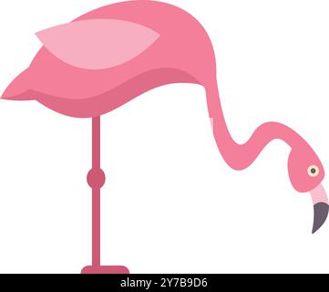 This vector illustration features a pink flamingo standing on one leg with its head down Stock Vector