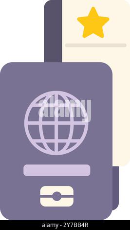 This vector illustration features a passport and boarding pass, representing the excitement of international travel and tourism Stock Vector