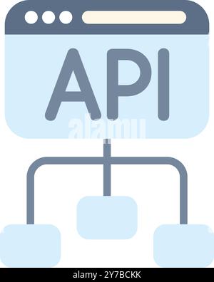 Conceptual illustration of an api connecting to multiple devices, perfect for explaining complex technological concepts Stock Vector