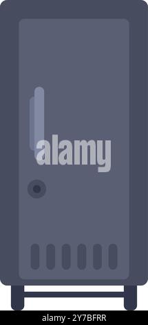 Simple vector illustration of a gray refrigerator with a handle and a vent at the bottom Stock Vector
