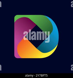 Rainbow Funny Cartoon Letter O Logo Design Stock Vector