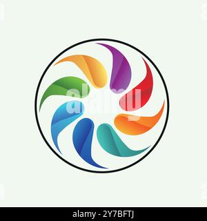 Rainbow color circle logo Stock Vector