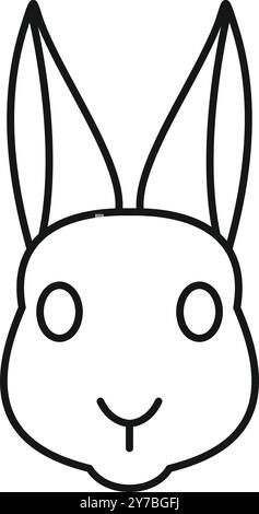 This minimalist vector line art design features the head of a cute bunny rabbit Stock Vector