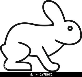 Simple and adorable line drawing of a bunny rabbit sitting in a calm and peaceful manner Stock Vector