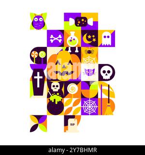 Happy Halloween Geometric Art Concept Stock Vector