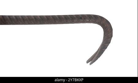 A cut-out image of a dark steel crowbar with precise clipping paths, emphasizing its sturdy, industrial design for various practical or construction-t Stock Photo