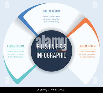 3 Steps Circle Infographic design 3 steps, objects, elements or options infographic business template Stock Vector