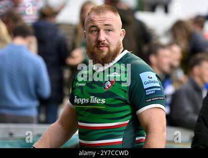 Joe HEYES of Leicester Tigers during the Gallagher Premiership match Leicester Tigers vs Bath Rugby at Welford Road, Leicester, United Kingdom, 29th September 2024  (Photo by Mark Dunn/News Images) Stock Photo