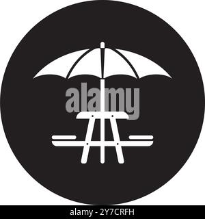 umbrella with picnic table icon vector illustration logo design Stock Vector