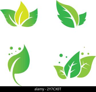 leaf  icon vector illustration logo design Stock Vector