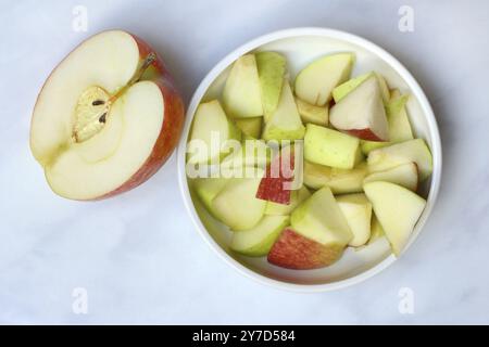 Apple pieces in skin, apple, malus Stock Photo