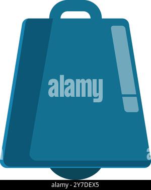 Blue cartoon cowbell making a loud noise, perfect for topics such as music, concerts, or sound effects Stock Vector