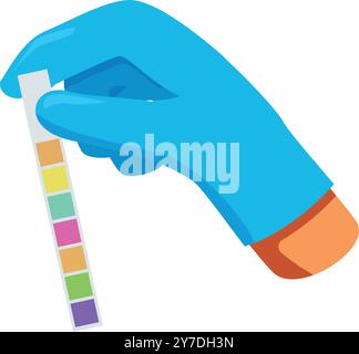 Scientist is holding a litmus paper test strip, preparing to check the ph level of a solution Stock Vector