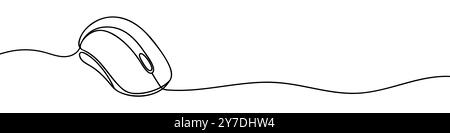 Computer mouse continuous one line drawing Stock Vector