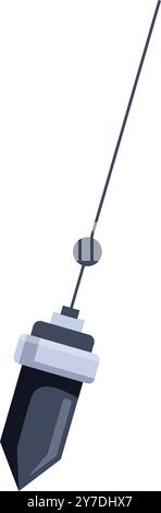 Metal plumb bob hanging on a string, a tool used to establish a vertical line in construction and other trades Stock Vector