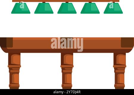 Vector illustration of a billiard table with lamps, perfect for leisure and game concepts Stock Vector