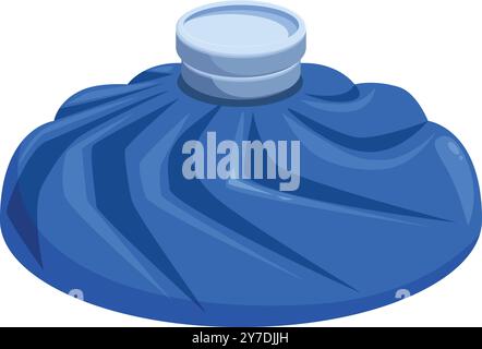 Blue rubber medical ice bag with a watertight lid for applying cold to injuries Stock Vector