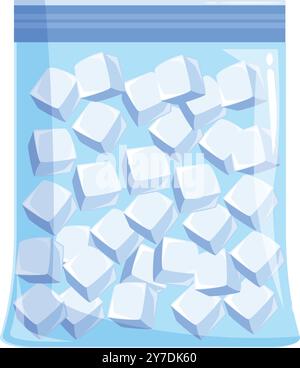 Transparent plastic bag is holding many ice cubes, perfect for cooling down drinks Stock Vector