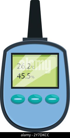 Digital thermo hygrometer showing temperature and humidity with antenna extended Stock Vector