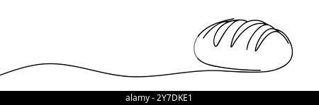 Freshly baked bread Continuous one line drawing. Stock Vector