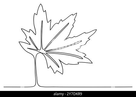 One line continuous canadian maple leaf symbol concept. Silhouette ...