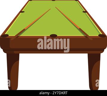 Empty pool table with two cues forming a triangle on its surface, getting ready for a game Stock Vector